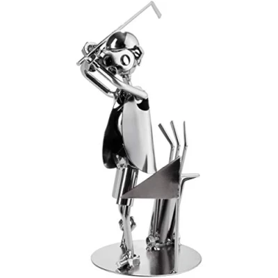 Image of BRUBAKER Screw Man Golfer Handmade Iron Figure Metal Golf Gift Idea for Golfers and Fans