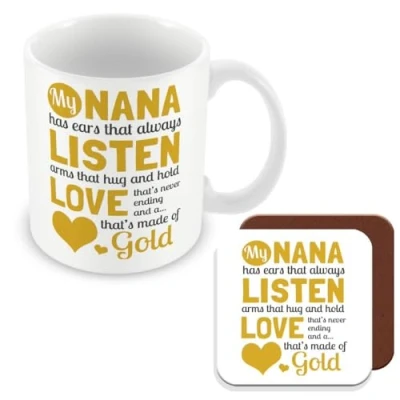 Image of MUGGZ Mug &amp; Coaster Gift for Nana Giftset Made in The UK