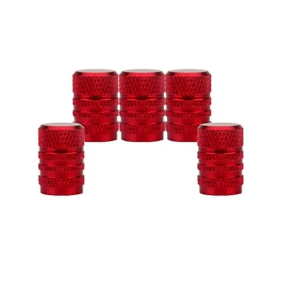 Image of SENZEAL 5Pcs Tyre Valve Dust Cap Round Style Universal Tire Stem Caps Aluminum Car for Bikes Cars Motorcycles Trucks Red