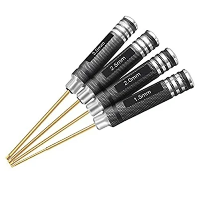 Image of HRB 4pcs 1.5mm 2.0mm 2.5mm 3.0mm Hex Screw Driver Set Titanium Hexagon Screwdriver Wrench Tool Kit for Multi Axis FPV Racing Drone RC Quadcopter Helicopter Car Models