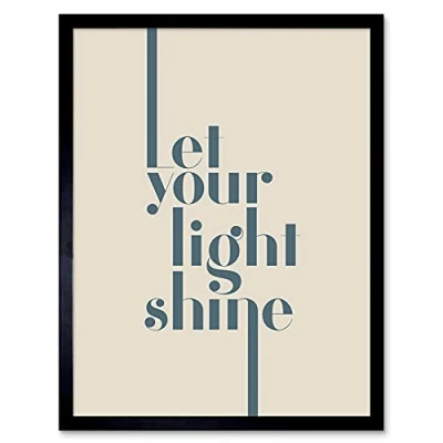 Image of Wee Blue Coo Let Your Light Shine Motivational Art Print Framed Poster Wall Decor 12x16 inch