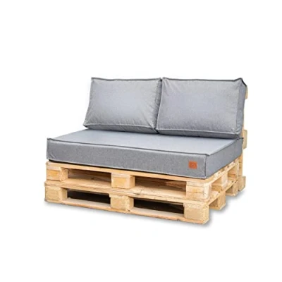 Image of Bielik Pallet Cushion 120 x 80 Set for Furniture, Waterproof Euro Seat Cushion, Sofa Complete Consists of 3 Parts in Colour: (Seat 120x80cm + 2 60x40cm, Grey)