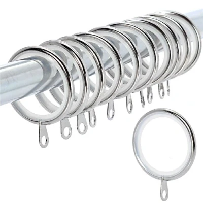 Image of 10x Chrome Silent Glide Curtain Rings Fits 25mm Poles