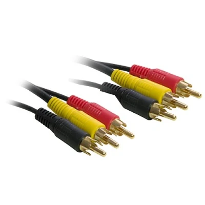 Image of Aquarius Computers 3M Metre Triple RCA Phono x 3 AV Cable/Lead Audio Left and Right Plus Video Gold Connectors