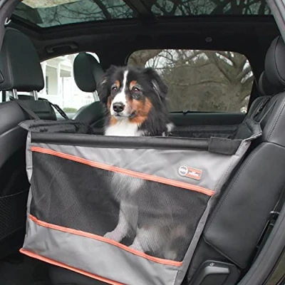 Image of K&amp;H Pet Products Buckle N&#039; Go Dog Car Seat for Large Dogs, Waterproof Fabric with Breathable Mesh &amp; Adjustable Belt Car, Hammock Carrier Cover Gray MD/LG