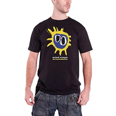 Image of Paradiso Clothing Primal Scream Screamadelica Unisex Print Tshirt, Size: Small, Black