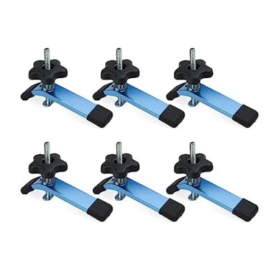 Image of POWERTEC 71168 P3V T Track Hold Down Clamp, 5 1/2&quot; L x 1 1/8&quot; W, 6 Pack, Clamps for Woodworking