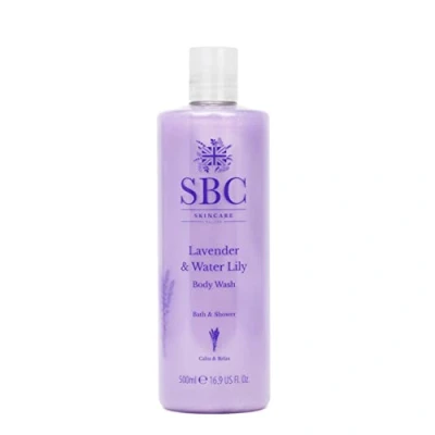 Image of SBC Skincare Lavender &amp; Water Lily Body Wash 500ml Cleansing Shower Gel For The Family Vegan Friendly Relaxing Oil