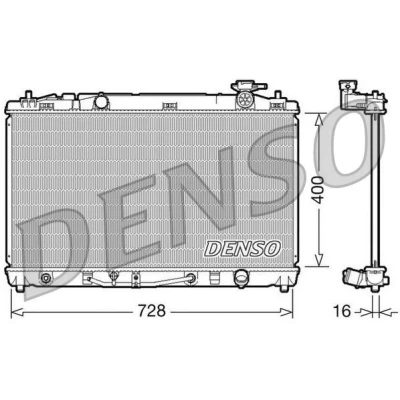 Image of 164000P130, 1640028630, 1640028631 Engine radiator DENSO DRM50042 Aluminium 400mm 728mm 16mm