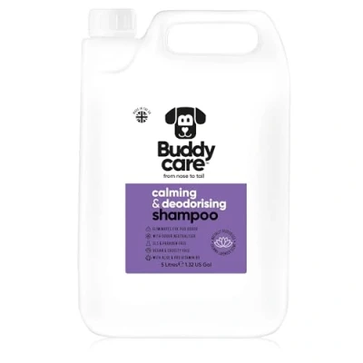 Image of Calming &amp; Deodorising Dog Shampoo by Buddycare Lavender Scented With Aloe Vera and Pro Vitamin B5 (5L)