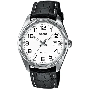 Image of Casio Collection Unisex&#039;s Black Watch MTP 1302PL 7BVEF Leather One Size