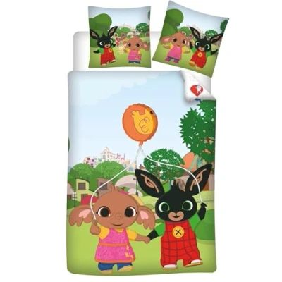 Image of Brandmac Bing Reversible Bedding Set, 100% Cotton, Duvet Cover 100 x 135 cm + Pillowcase 40 60 cm, with and Sula