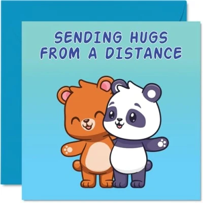 Image of Long Distance Birthday Cards for Men Women Bear Panda Hugs Happy Card Mum Dad Brother Sister Auntie Uncle Friend 145mm x Bday Greeting