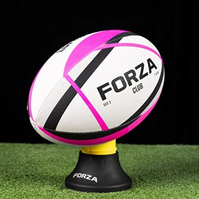 Image of FORZA Match/Training Rugby Balls 7 Multiple Sizes Professional Standard (Size 3, Club Ball (Pink))