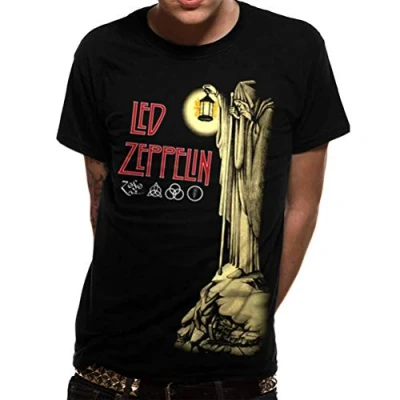 Image of CID Men&#039;s LED Zeppelin Hermit T Shirt, Black (Black Black), (Size: Small)