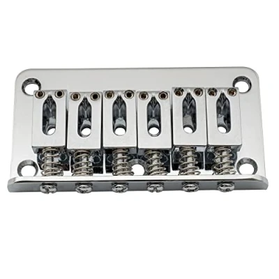 Image of Musiclily Guitar Fixed Hardtail Bridge Top Load for 6 String Fender Strat Tele Electric Guitar,Chrome
