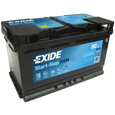 Image of Exide EK800 Stop Start 12V 80Ah 800A TYPE 115 AGM VRLA Car Battery No Spill 3 Years Warranty (Please check size before buying)