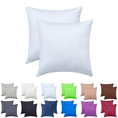 Image of NatureMark 2 Pack Jersey Cushion Covers Pillow Cases / for Body Pillows Neck Cushions Assorted Sizes and Colours Öko Tex, 100% Cotton, White, 40 x cm