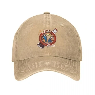 Image of Baseball Cap Unisex and Fashionable Nuka Cola Vault Boy Fallouts Tec Style Distressed Cotton Caps Hat Vintage Outdoor Workouts Sun Sports Gifts