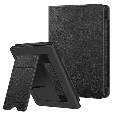 Image of Fintie Case for Tolino Shine Color/Shine 5(2024)/Shine 4(2022) &amp; Kobo Clara Colour/Clara BW(2024)/Clara 2E(2022) Kickstand with Card Slot Hand Strap and Auto Sleep/Wake, Black