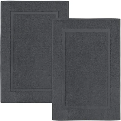 Image of Utopia Towels Cotton Banded Bath Mats, [Not a Bathroom Rug], 53 x 86 CM, 100% Ring Spun Highly Absorbent and Machine Washable Shower Foot Towel (Pack of 2, Grey)