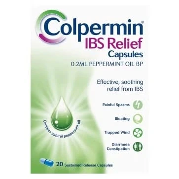Image of IBS Relief Capsules x20 Natural Peppermint Oil for Effective, Soothing from Bloating, Trapped Wind, Painful Spasms