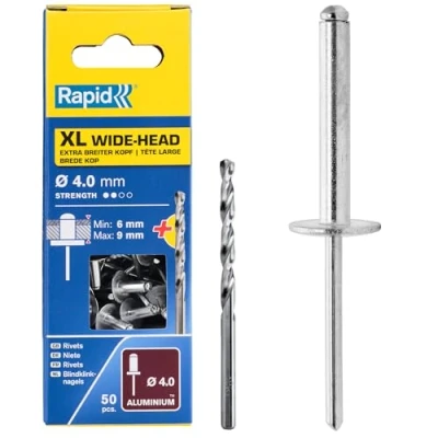 Image of Rapid XL Rivets Including Drill Bit, Ø4 x 12 mm, Pack of 50, 5000661
