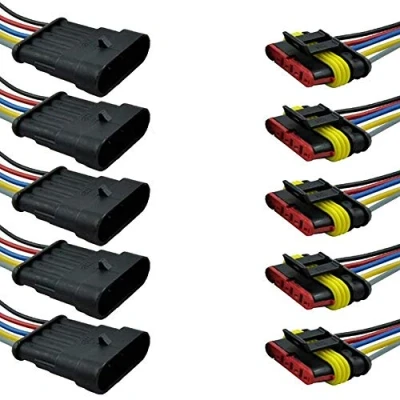 Image of Mintice™ 5 X Pin Way Car Auto Waterproof Electrical Connector Plug Socket Kit with Wire AWG Gauge Marine