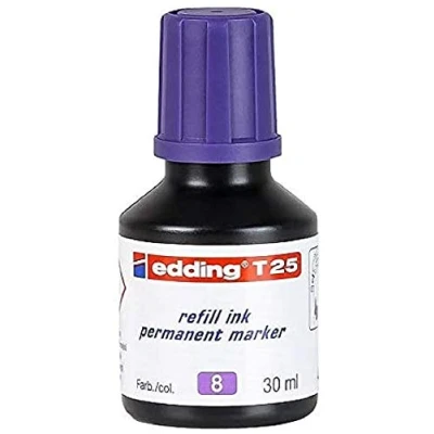Image of edding T 25 refill ink permanent marker violet 30 ml with drop dispensing system, for quick refilling of almost all markers
