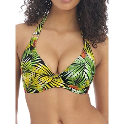 Image of Freya Womens Maui Daze Halter Bikini Top Green Nylon Size 32DD