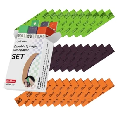 Image of stedi Sanding Sponge for Model Gundam Building,3mm Hobby Tools Hand Block Waterproof Wet Dry Reuse #1000#1200#1500 Grit Sandpaper, 30 Sheets