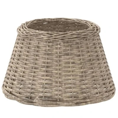 Image of vidaXL Handcrafted Wicker Lamp Shade, Brown Ø45x28 cm with Painted Iron Holder Multi Purpose Ceiling Light and Table Shade