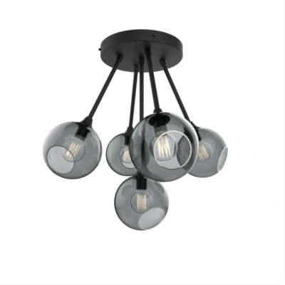 Image of DESIGN BY US Ballroom Molecule ceiling light, smoke grey, glass, 5 bulb
