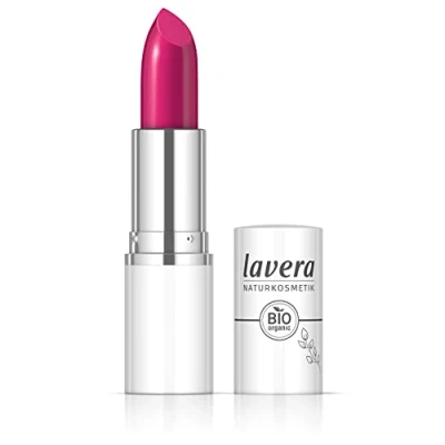 Image of lavera Cream Glow Lipstick Pink Universe 08 Intense colour Shiny finish High wearing comfort Up to 6 hours hold Vegan Natural cosmetics (1x 18 g)