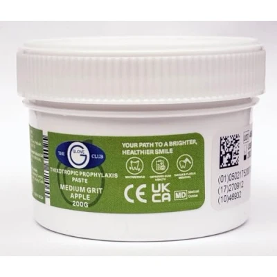 Image of Glove Club Ltd Prophy Paste Thixotropic Apple 200gram Medium Grit Pink Teeth Polishing Cleaning Stain Removal