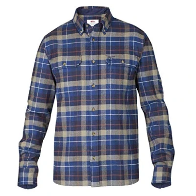 Image of Fjallraven Singi Heavy Flannel Shirt M Long Sleeved T Blue, X Small