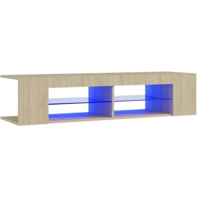 Image of vidaXL TV Cabinet with LED Lights Sonoma Oak 135x39x30 cm