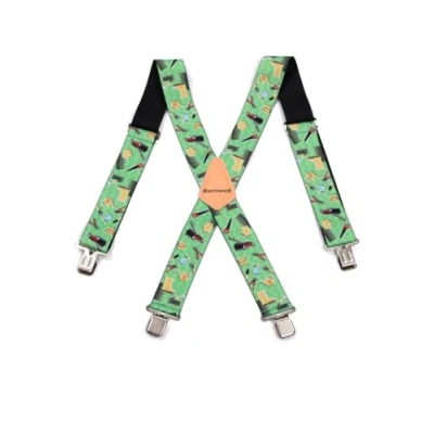 Image of Barnwell Gardening Trouser Braces Suspenders Heavy Duty Metal Clips 50mm Wide Adjustable Elastic Work Lawn Mower Spade
