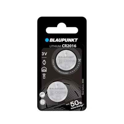 Image of BLAUPUNKT CR2016 coin lithium batteries, 3V, pack of 2, best for car keys, watches and heart rate monitors