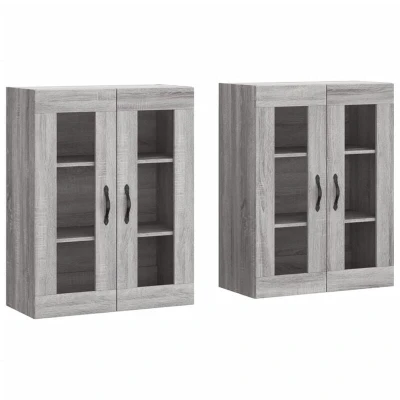 Image of vidaXL Wall Mounted Cabinets 2 pcs Grey Sonoma Engineered Wood