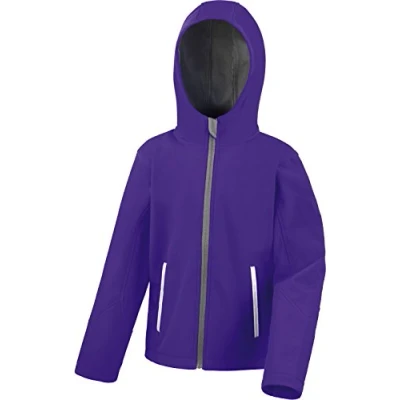 Image of Result Kids R224J kt Core Tx Performance Hooded Softshell Jacket Purple/Grey, 2X Large/Size 13/14