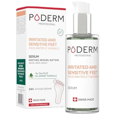 Image of PODERM TEA TREE Foot SERUM Repairs and Soothes irritations, itching, flaking Post fungi, psoriasis, eczema care with 100% natural ingredients Swiss Made