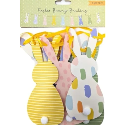 Image of Easter Bunny Bunting 2m Banner Hanging Garland Egg Hunt Room Garden Decoration Polka Dot &amp; Striped Banners