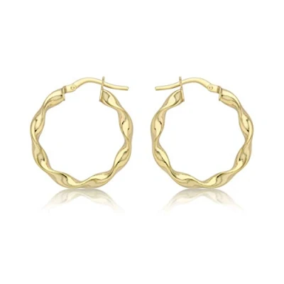 Image of Carissima Gold Women&#039;s 9 ct Yellow 22.5 mm Twist Hoop Creole Earrings