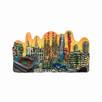 Image of 3D Barcelona Spain Landmark Refrigerator Magnet Resin Travel Souvenirs,Handmade Home &amp; Kitchen Decoration Fridge Collection Gift