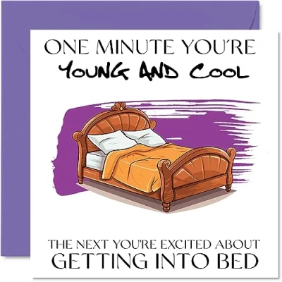 Image of Funny Birthday Cards for Women Men And So To Bed Happy Card Mum Dad Brother Sister Son Daughter Cousin Bestie, 145mm x Joke Humour Banter Bday Greeting