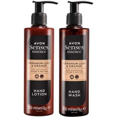 Image of Senses Essence Geranium Leaf &amp; Orange Bathroom Trio of Hand Lotion, Wash and Room Spray