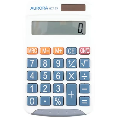 Image of Aurora Calculator Handheld Battery/Solar power 8 Digit HC133