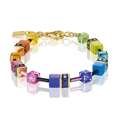 Image of Coeur De Lion Gold Tone Rainbow Cubes Bracelet