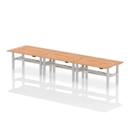 Image of Air B2B 1600x600mm Height Adjustable 6P Bench Desk CP Oak/Silver
